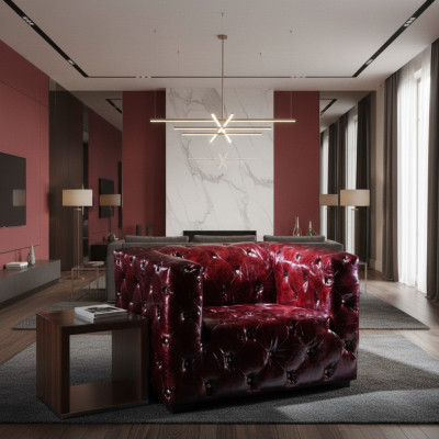 Chesterfield fauteuil leren bank luxestoel Bordeaux clubstoel Nieuw