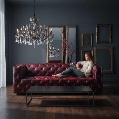 Chesterfield bankstel 3-zits leren bank bankstel Bordo bankstellen leer