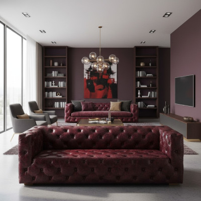 Chesterfield bankstel 3-zits leren bank bankstel Bordo bankstellen leer