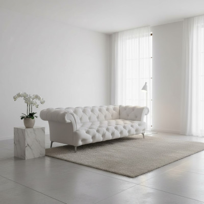 Chesterfield Bank 3-zits Luxe Bank Kunstleer Banken Wit Leren Bank