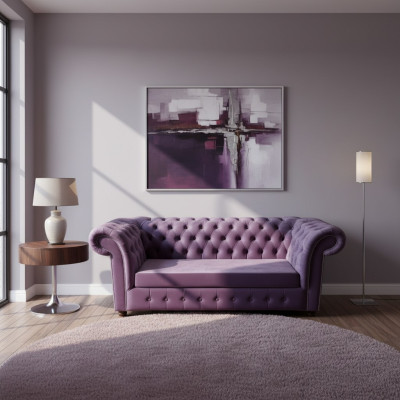 Chesterfield Sofa Driezitter Sofas Bankstel Stoffering Textiel Paars Banken Fluweel