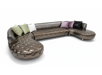 Chesterfield hoekbank U-vorm Luxe bank woonlandschap Gouden hoekbank