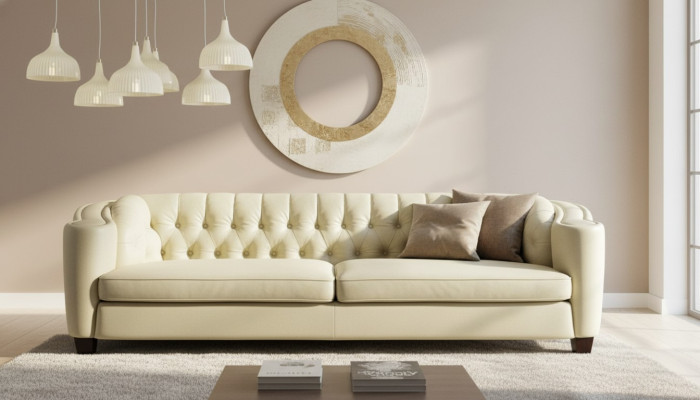 Luxe Chesterfield Bank 4-zits kunstleren bank Wit Bankstellen Modern