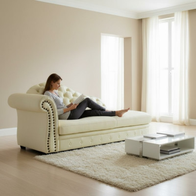 Chaiselounge Chesterfield Bed Chaise Sofa Lounge Zit- Ligstoel 230cm.