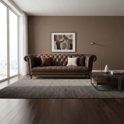 Bankstel 4-zits Chesterfield bank Luxe 245cm leren bank Bankstel meubels