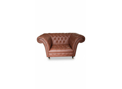 Luxe Chesterfield fauteuil lederen zitting lounge fauteuil bruin modern