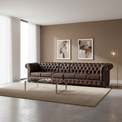 Chesterfield Grote Sofa Bankstellen Lederen Sofa XXL Grote Banken Bruin Bank 6-zits