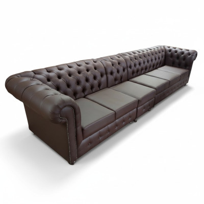 Chesterfield Grote Sofa Bankstellen Lederen Sofa XXL Grote Banken Bruin Bank 6-zits