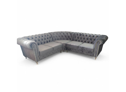 Chesterfield L-vorm hoekbank ontwerp stoffering textiel sofa hoekbanken