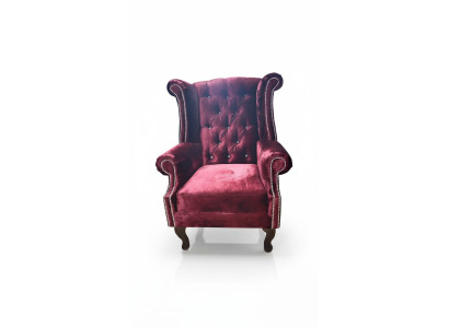 Ohrensessel Chesterfield Fauteuil Fluweel Rood Bankstel 1-Zits Modern