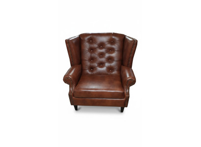 Luxe oorfauteuil Chesterfield fauteuil Leer Bruin Bank Modern Meubels
