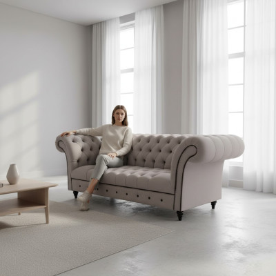 Chesterfield Bank Driezitter Banken Bekleding Textiel Bankstellen Modern