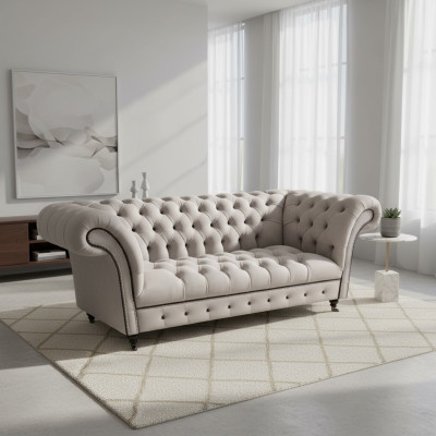 Chesterfield Bank Driezitter Banken Bekleding Textiel Bankstellen Modern