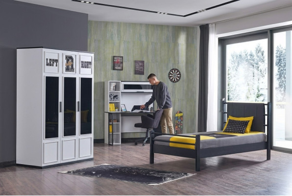 Kinderkamer Slaapkamer Meubels Complete kamer Jeugdkamer Zwart Wit 3-delig.