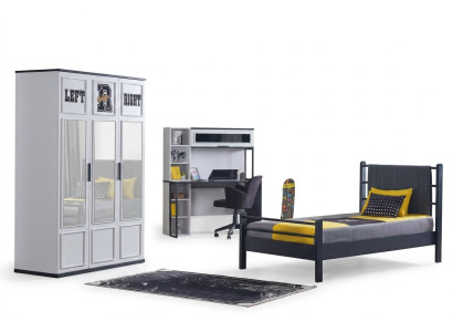 Kinderkamer Slaapkamer Meubels Complete kamer Jeugdkamer Zwart Wit 3-delig.