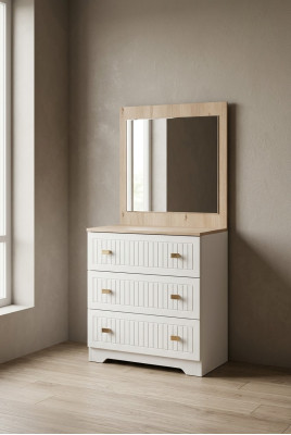 Dressoir met spiegelconsole tafel meubels wit modern in de slaapkamer.