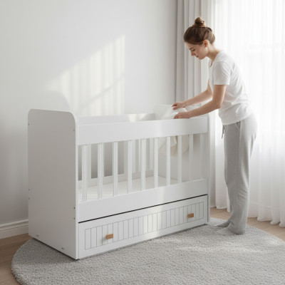 Babybed kinderbed bed set lade wit in stijl voor kinderkamer