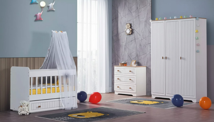 Baby complete kamer kast bed kinderkamer baby commode 3-delig.