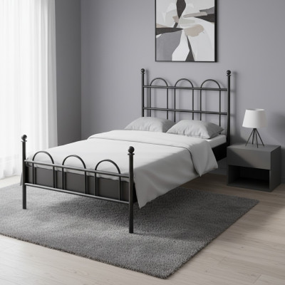 Zwart metalen bed Klassiek bedframe Tienerkamer Zwart