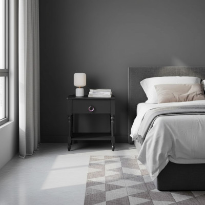 Moderne nachtkastje grijs houten meubels in slaapkamer design nachtkastjes