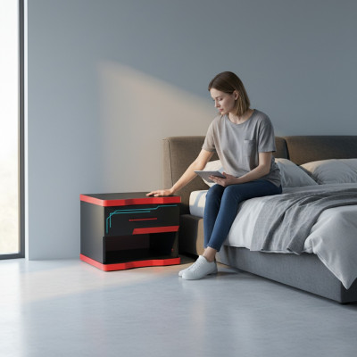 Moderne nachtkastje zwart Ontwerp nachtkastje in kinderkamer nieuwe meubels