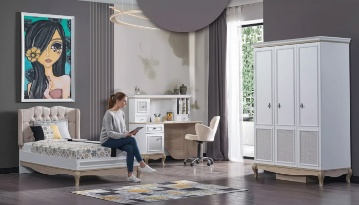 Kinderkamer Bed + Bureau + Kledingkast 3-delig
