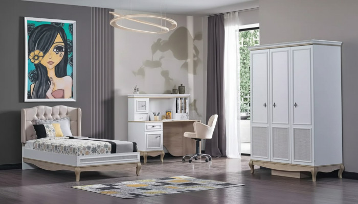 Kinderkamer Bed + Bureau + Kledingkast 3-delig
