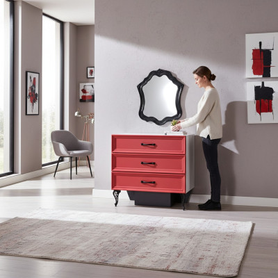 Klassieke dressoir kast ladekast commode slaapkamer rood hout