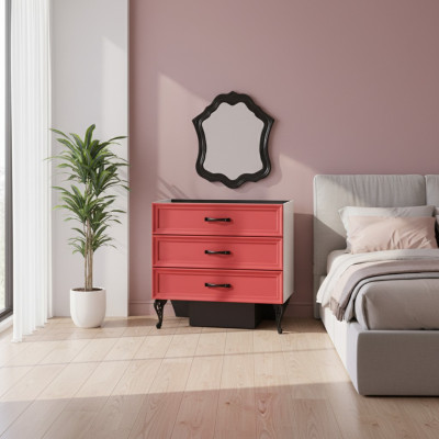 Klassieke dressoir kast ladekast commode slaapkamer rood hout