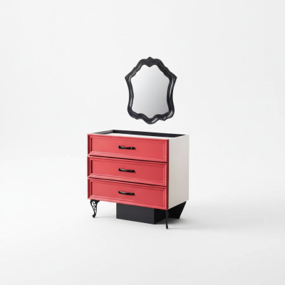 Klassieke dressoir kast ladekast commode slaapkamer rood hout