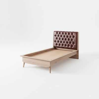 Bed Loft Hout Chesterfield 100x200cm Bedframe Gestoffeerd Hoofdbord