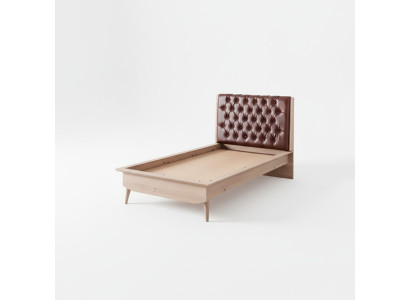 Bed Loft Hout Chesterfield 100x200cm Bedframe Gestoffeerd Hoofdbord