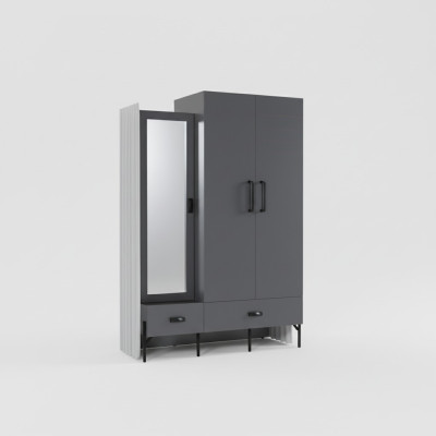 Kledingkast Grijs Garderobe Kasten Slaapkamer Hout Meubels Inrichting 134cm