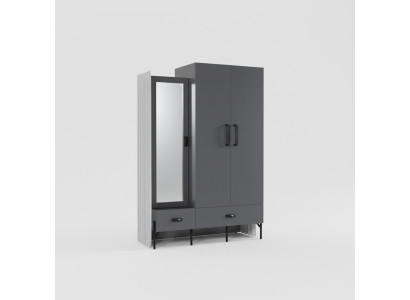 Kledingkast Grijs Garderobe Kasten Slaapkamer Hout Meubels Inrichting 134cm