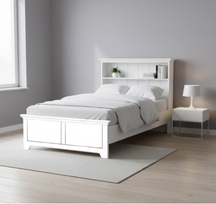 Houten bed slaapkamer design luxe meubels tienerkamer wit klassiek