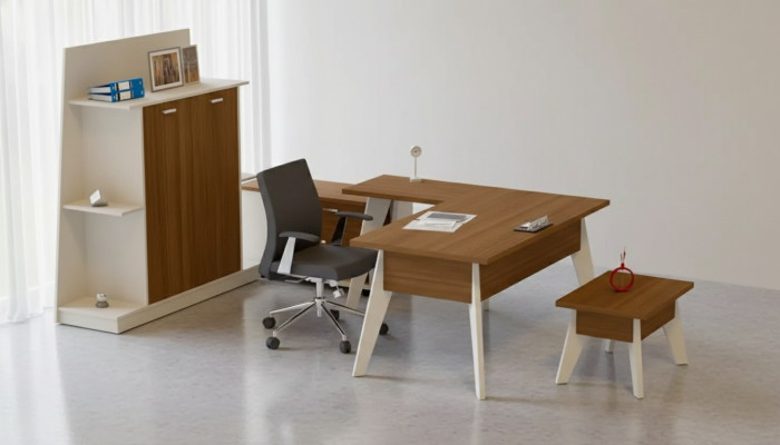 Hoekbureau tafel archiefkast salontafel kast meubels kantoor 3-delige.