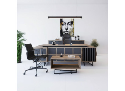 Modern design meubelset voor een directiekantoor bestaande uit 3 elementen.