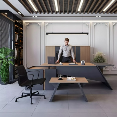 Luxe kantoormeubilair inrichting bureau salontafel archiefkast Set 3-delig