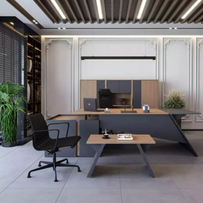 Luxe kantoormeubilair inrichting bureau salontafel archiefkast Set 3-delig