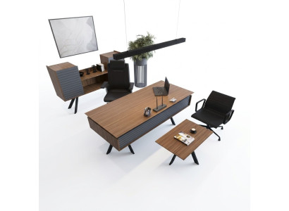 Hoogwaardige, elegante kantoorset in moderne stijl van stevig hout.