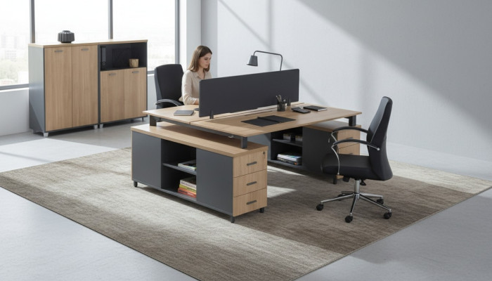 Bureau 6 laden Moderne kantoormeubelen Houten tafel Luxe