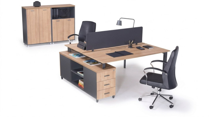 Bureau 6 laden Moderne kantoormeubelen Houten tafel Luxe