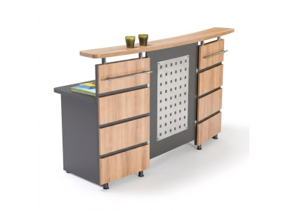 Moderne ontvangsbalie met ladenkast van grijs hout Nieuw kantoormeubilair