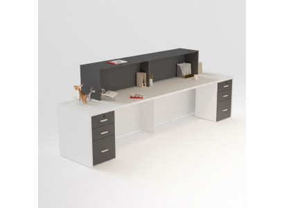 Luxe receptiebalie in moderne stijl gemaakt van hoogwaardige materialen.