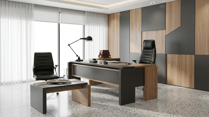Luxe bureau tafel hout design kantoorinrichting meubels 206x102cm