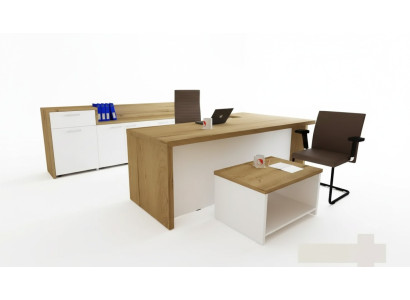 Kantoor Modern set Hoekbureau Bruine salontafel Drievoudige archiefkast