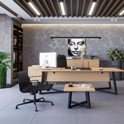 Modern kantoor set Bureau Salontafel Archiefkast Ladenkast 4-delig.