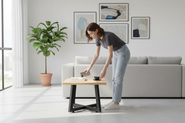 Ontwerper salontafel Luxe bruine bijzettafel Kantoor houten meubels Stijlvol