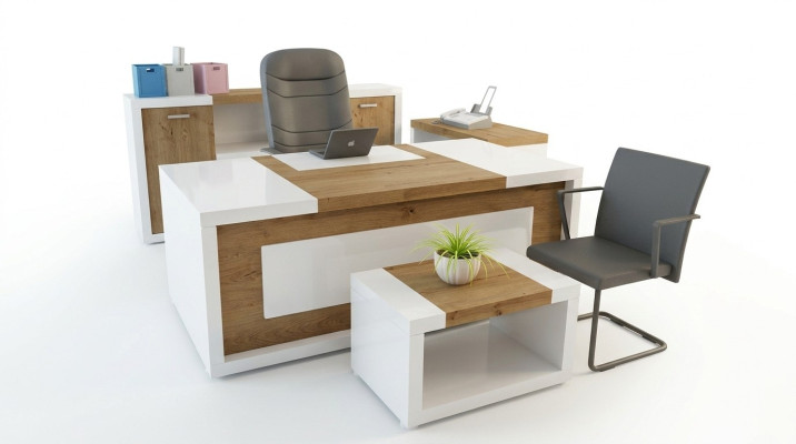 Hoekbureau bureau bureau salontafel archiefkast kantoormeubilair 3-delig.