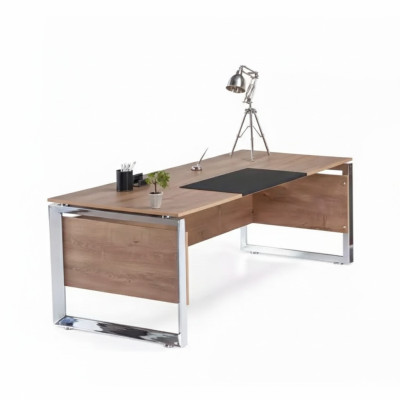 Moderne bruine bureau, kantoormeubels, houten ontwerpstijl voor thuiswerkplek